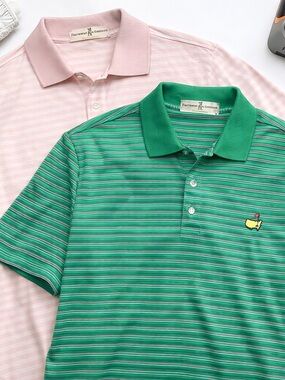 Fairway & Greene Polo Shirt Bundle Size L Pink Green Striped Golf Preppy Classic